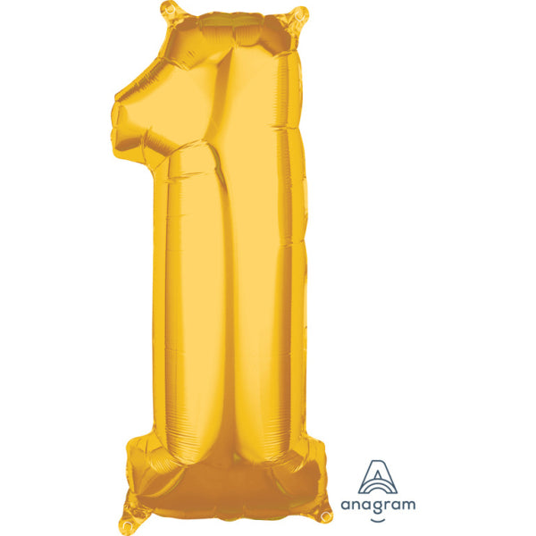 Folieballon Guld Tal 1 - 66x28 cm