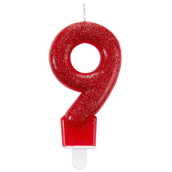 Kagelys Glitter Rød- Tal 9