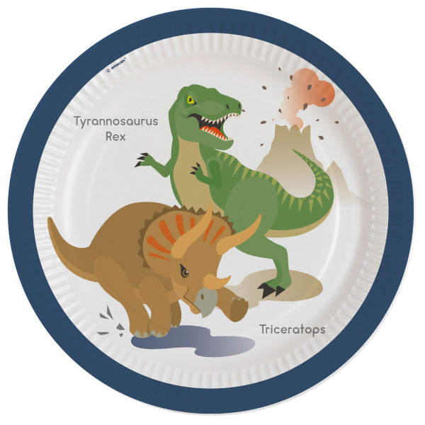 Dinosaur Paptallerken - 8 stk.