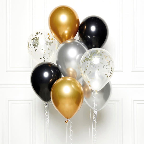 DIY Ballon Buket - Sort/Guld/Sølv